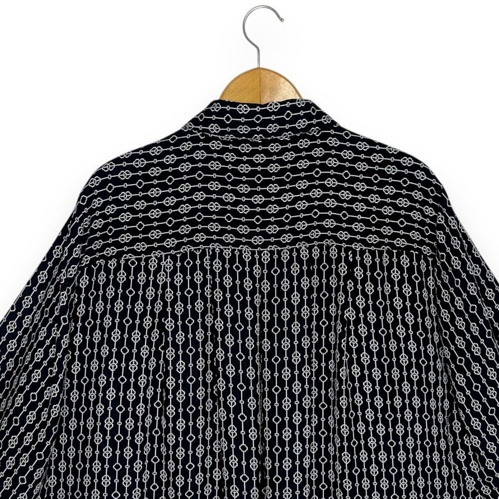 Lane Bryant Women's Button Down Shirt 22/24 Black Geometric Print Long Sleeve - Picture 4 of 9